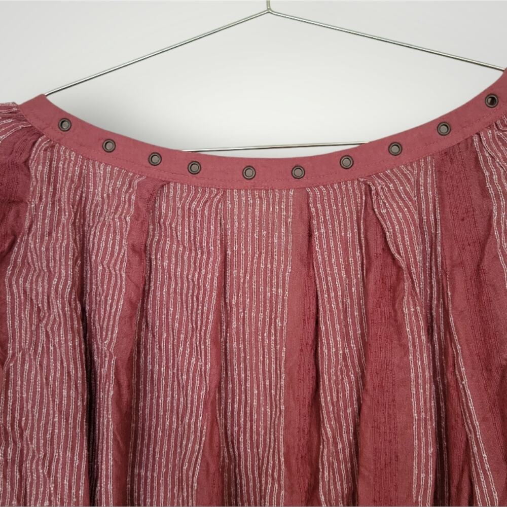 Free People Blouse Small S  Against All Odds Bohemian Coral Grommet Casual Chic - Picture 7 of 11